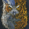 Half Owl And wolf Diamond Paintings