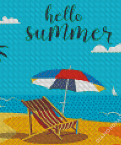 Hello Summer Tropical Beach Poster Diamond Paintings