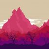 Illustration Pink Mountains Diamond Paintings