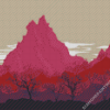 Illustration Pink Mountains Diamond Paintings