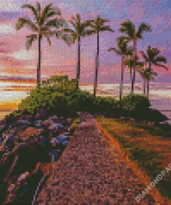 Kahala Beach At Sunset Diamond Paintings