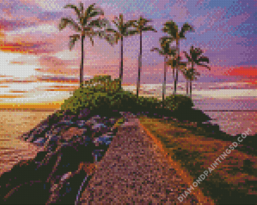 Kahala Beach At Sunset Diamond Paintings