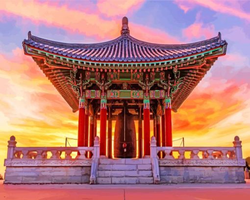 Korean Friendship Bell At Sunset Diamond Paintings