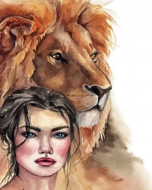 Lion And Girl Diamond Paintings