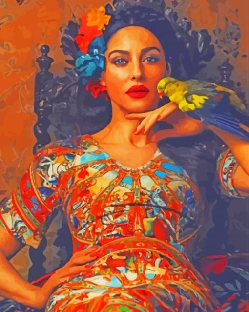 Parrot And Lady Art Diamond Paintings