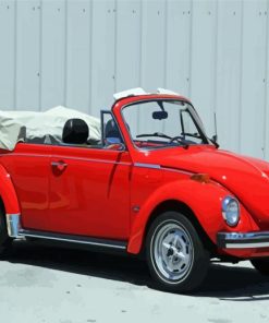 Red Vw Super Beetle Convertible Car Diamond Paintings