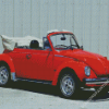 Red Vw Super Beetle Convertible Car Diamond Paintings