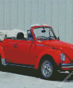 Red Vw Super Beetle Convertible Car Diamond Paintings