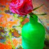 Single Rose In Green Vase Diamond Paintings