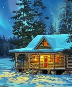 Snow Cabin Diamond Paintings