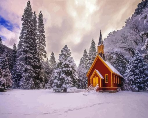 Snow Church Diamond Paintings