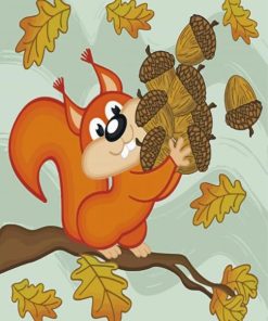 Squirrel Gathers Acorns Diamond Paintings