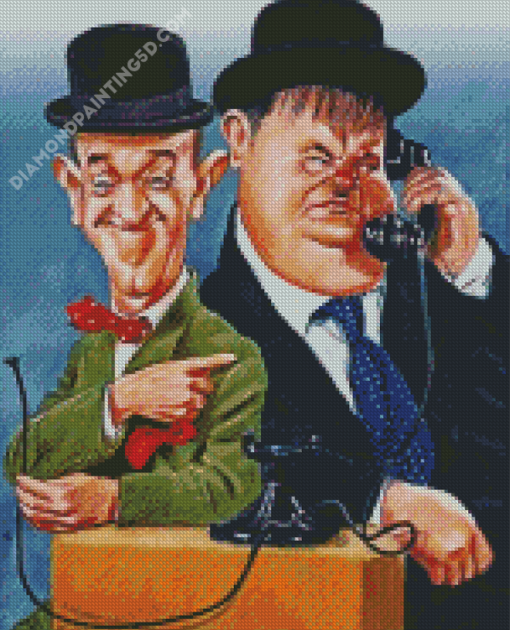 Stan And Ollie Caricature Art Diamond Paintings