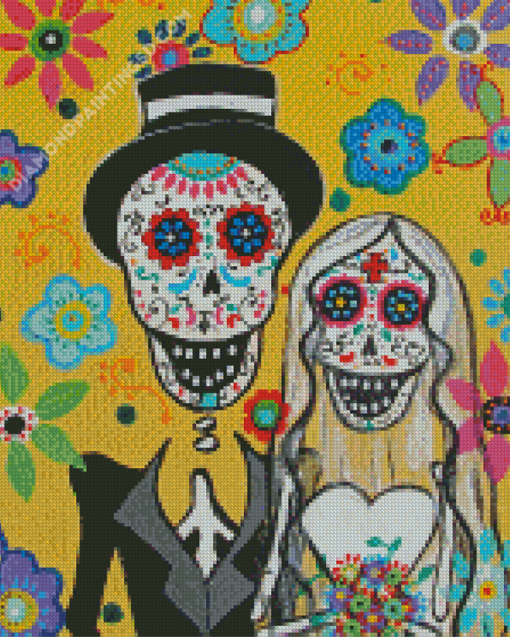 Sugar Skull Wedding Couple Love Diamond Paintings