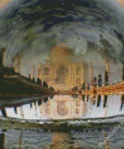 Taj Mahal Glass Globe Reflection Diamond Paintings