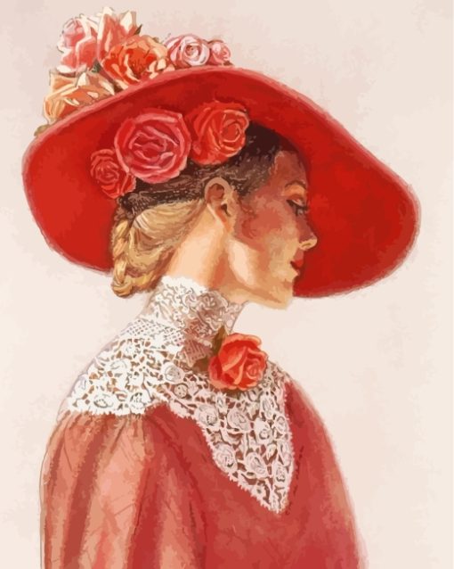 Victorian Woman In Hat Diamond Paintings