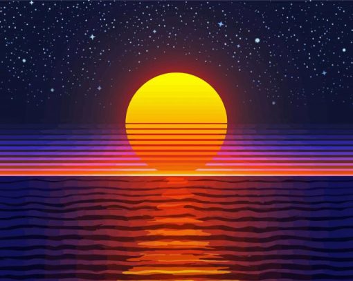 Aesthetic Sunset Over Water Diamond Paintings