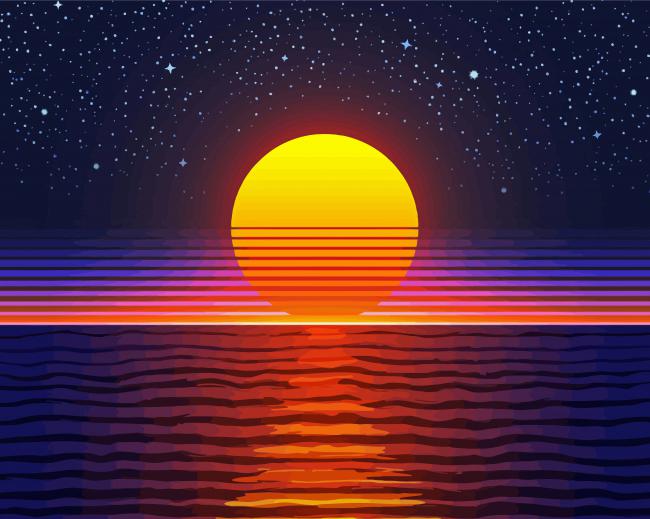 Aesthetic Sunset Over Water Diamond Paintings