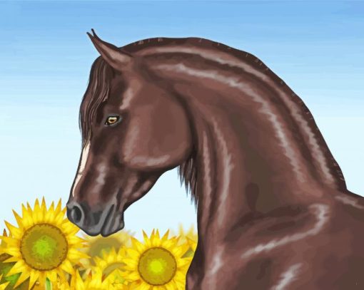 Aesthetic Horse With Sunflowers Diamond Paintings