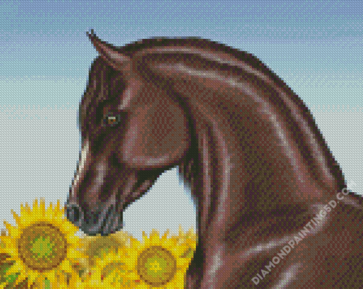 Aesthetic Horse With Sunflowers Diamond Paintings