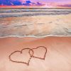 Beautiful Beach With Hearts In Sand Diamond Paintings