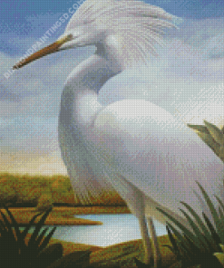 Beautiful White Heron Diamond Paintings