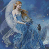 Black Cat With Fairy On The Moon Diamond Paintings