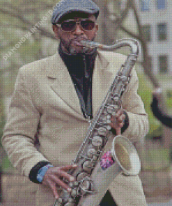 Black Saxophone Player Diamond Paintings