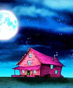 Courage The Cowardly Dog House At Night Diamond Paintings