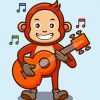 Cute Monkey Playing Guitar Diamond Paintings