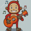 Cute Monkey Playing Guitar Diamond Paintings