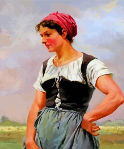 Farm Lady Wearing Bodice Diamond Paintings