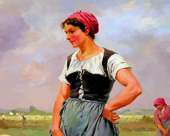 Farm Lady Wearing Bodice Diamond Paintings