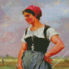 Farm Lady Wearing Bodice Diamond Paintings