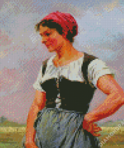 Farm Lady Wearing Bodice Diamond Paintings