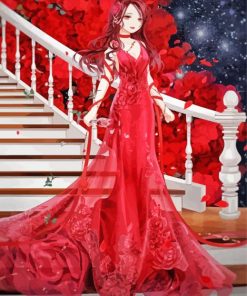 Girl In Red Dress Diamond Paintings