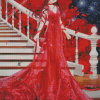 Girl In Red Dress Diamond Paintings