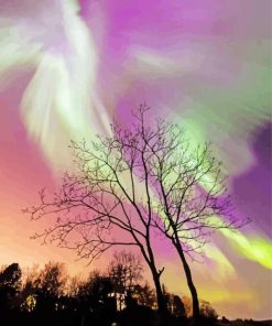 Green And Purple Aurora Diamond Paintings