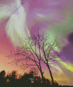 Green And Purple Aurora Diamond Paintings