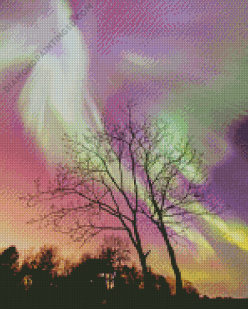 Green And Purple Aurora Diamond Paintings