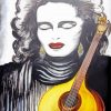 Lady Holding Yellow Guitar Art Diamond Paintings