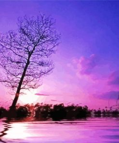 Lake Purple Night Diamond Paintings