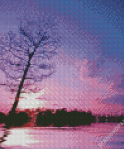 Lake Purple Night Diamond Paintings