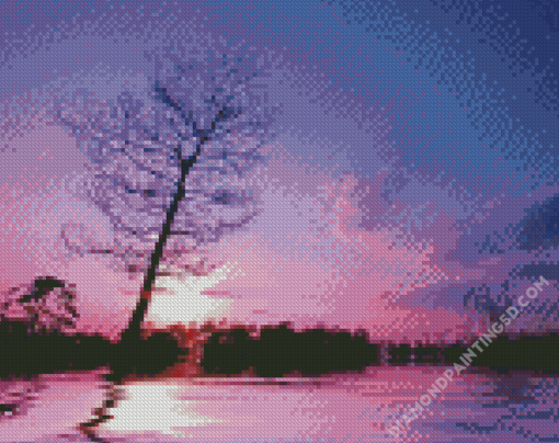 Lake Purple Night Diamond Paintings