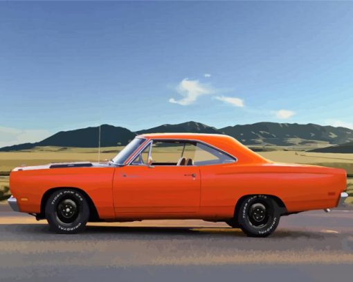 Orange 69 Roadrunner Car Diamond Paintings