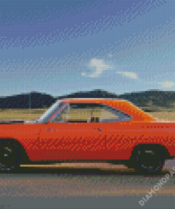 Orange 69 Roadrunner Car Diamond Paintings