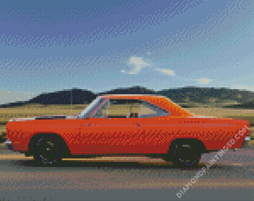 Orange 69 Roadrunner Car Diamond Paintings