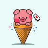 Pig Ice Cream Art Diamond Paintings