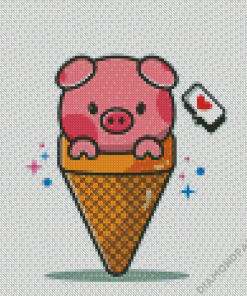 Pig Ice Cream Art Diamond Paintings