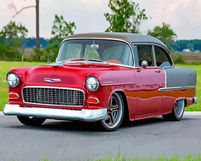 Red 1955 Chevrolet Diamond Paintings